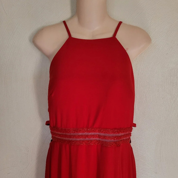 Nightway Red Strappy Back Beaded A-Line Gown Size Women's 12 NEW with Tags - Picture 7 of 16